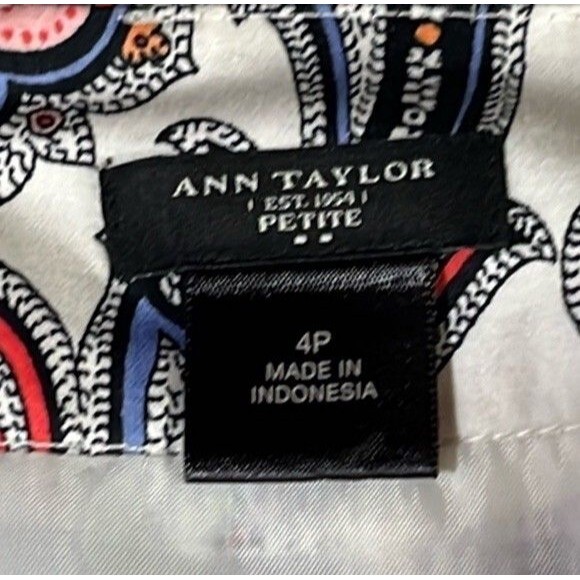 Ann Taylor Petite Sz 4P Pencil Skirt Multicolor Paisley Cotton stretch lined - Picture 3 of 9